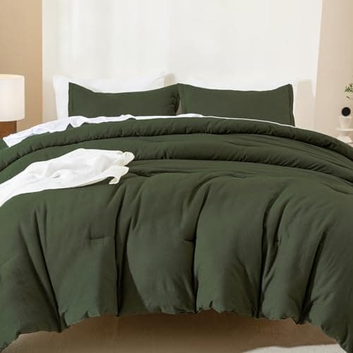 Grey Cotton Comforter Queen Size, Breathable Bedding Sets 3 Pieces for All Season