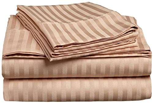 Authentic 1500 Thread Count Egyptian Cotton 4-PC Sheet Set (Queen, Beige Stripe)