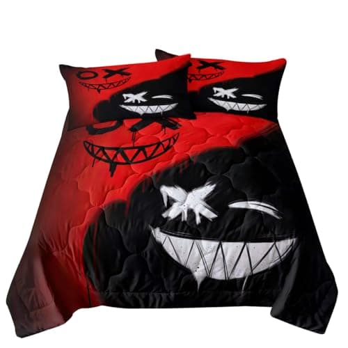 BlessLiving Black Red Mouth Comforter Set Queen Size for Boys & Girls