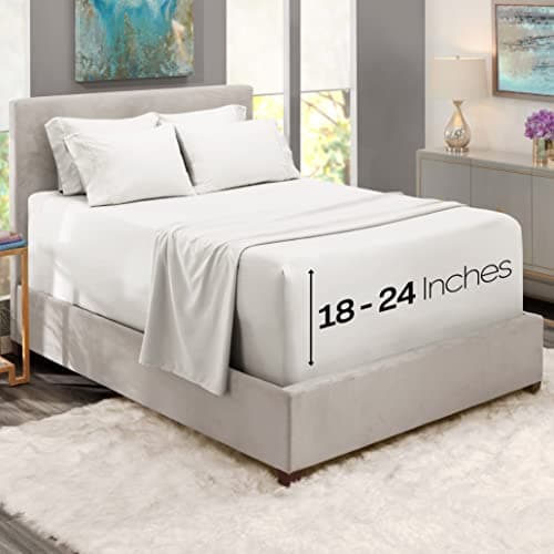 Hearth & Harbor Extra Deep 24" Pocket King Sheets - Microfiber - White