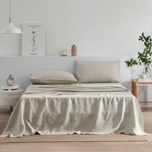 EVERLY Stone-Washed French Linen Sheets, King Size - Aqua