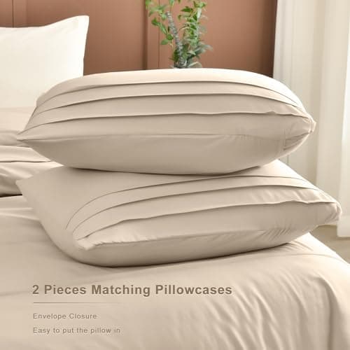 Queen Comforter Set, Pinch Pleat Linen Like Textile, Ultra Soft