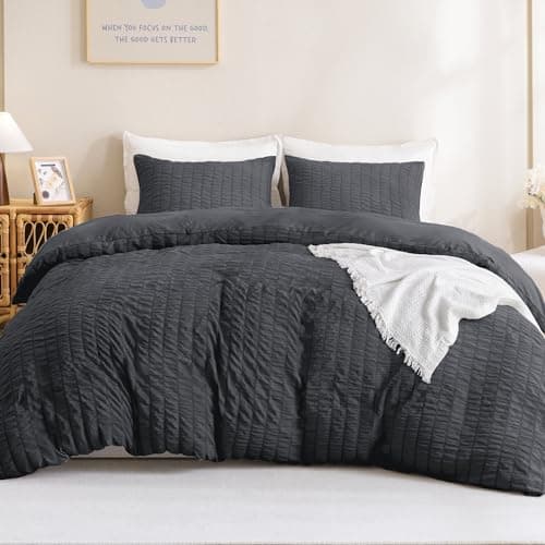 Litanika Queen Khaki Seersucker Comforter Set (90x90In Comforter & 2 Pillowcases)