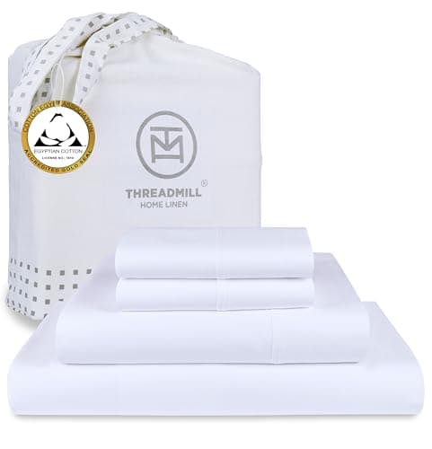 100% Egyptian Cotton Queen Sheet Set | Soft & Cooling | 16" Deep Pocket | White