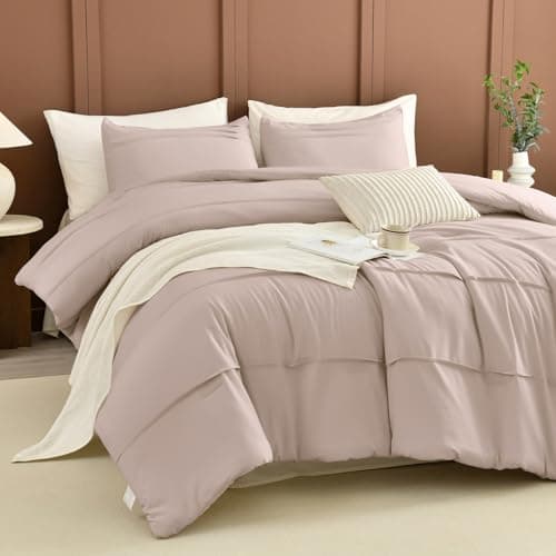 Queen Comforter Set, Pinch Pleat Linen Like Textile, Ultra Soft