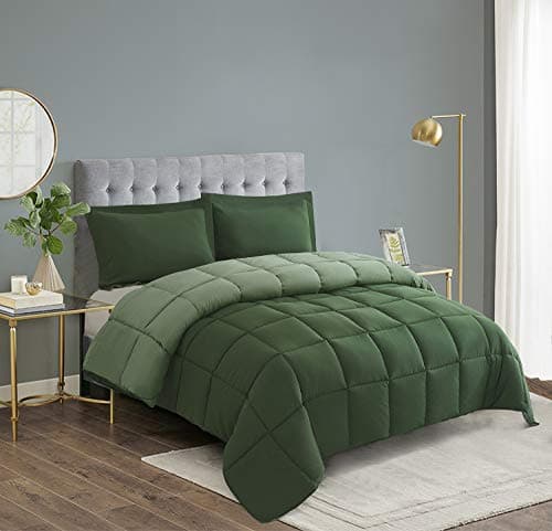 King Size Blue Down Alternative Comforter Set - Reversible Chic Quilt Design