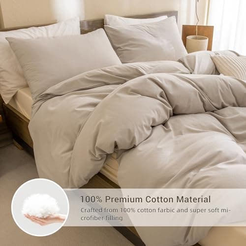 Minimalist Comforter Set with Cotton Linen Texture - Queen Size (90x90 Inch)