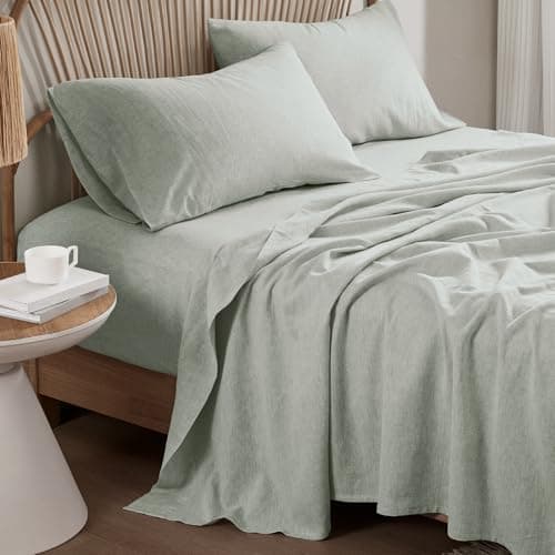 Hyde Lane Organic Linen Sheet Set - 4 Pcs Sage Green Queen Size