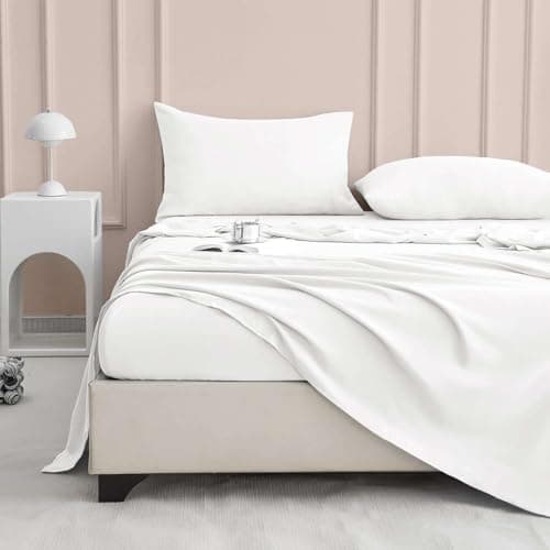 100% Egyptian Cotton 16inch Deep Pocket Queen Sheet Set, White