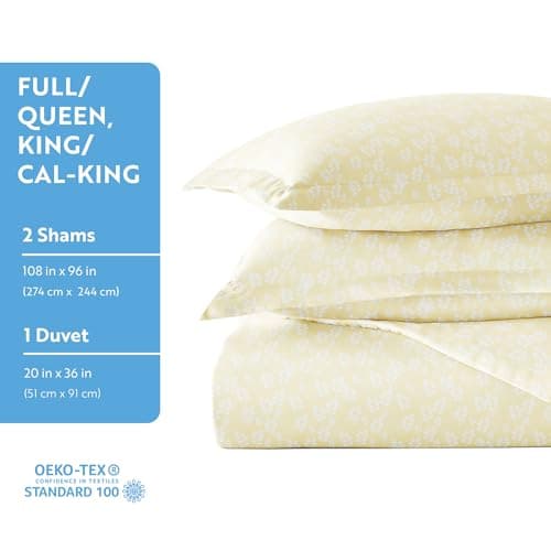 Luxurious Ivory Linen Queen Duvet Cover & Shams - Hotel-Quality Comfort & Elegant Prints