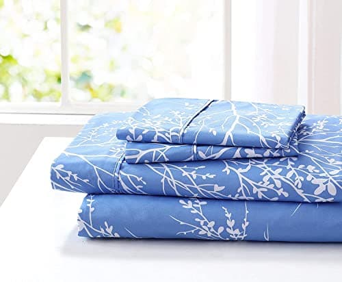 Spirit Linen Queen Size Bed Sheets - Pure Microfiber Polyester (Foliage Grey/White)