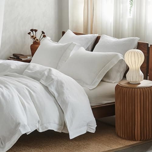 Simple&Opulence Queen Size Natural Linen Duvet & Pillow Shams Set