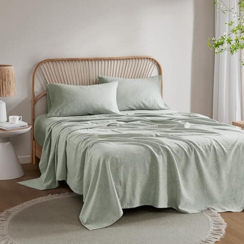 Hyde Lane Organic Linen Sheet Set - 4 Pcs Sage Green Queen Size