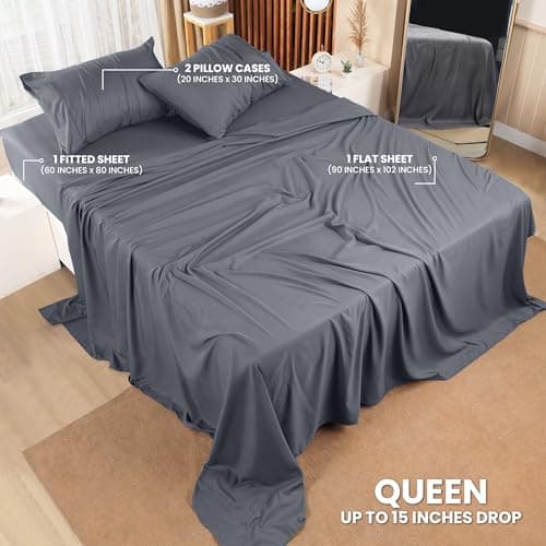 Utopia Bedding Queen Size Brushed Microfiber Sheets - Grey