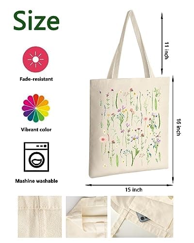 AUSVKAI Women's Aesthetic Canvas Tote Bag for Shopping Beach