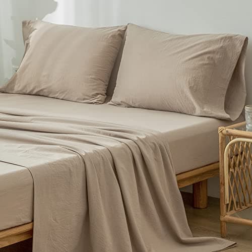 Washed Cotton Linen Like Breathable Bedding Sheet Set