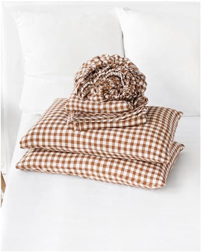 100% European Flax Linen King Bed Sheets, Breathable Cooling for Hot Sleepers
