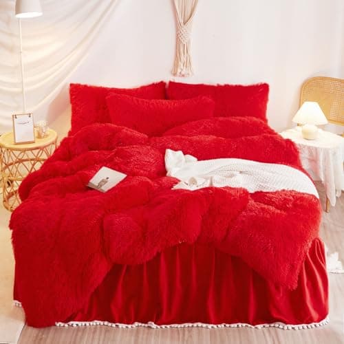Tie Dye Purple Faux Fur King Comforter & Pillowcases Set