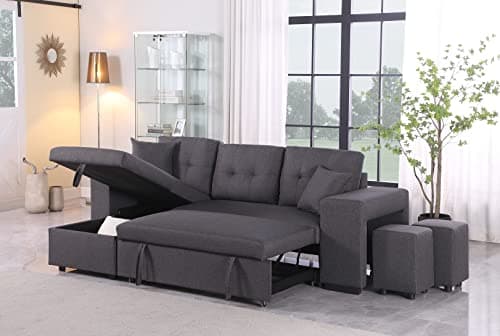 Devion Maison 4-in-1 Convertible L-Shaped Couch with Pull-Out Bed and Storage