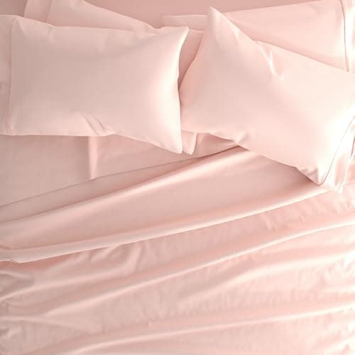 6 Piece Linen Bed Sheet Set, Blush, King Size