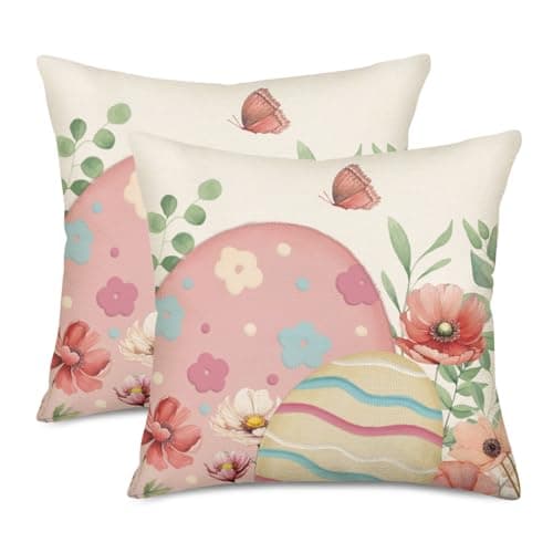 Set of 2 Eucalyptus Pillow Covers 22x22 Inch - Farmhouse Decorations