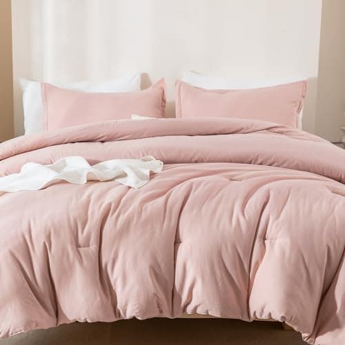 Grey Cotton Comforter Queen Size, Breathable Bedding Sets 3 Pieces for All Season