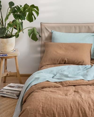 100% European Flax Linen King Bed Sheets, Breathable Cooling for Hot Sleepers