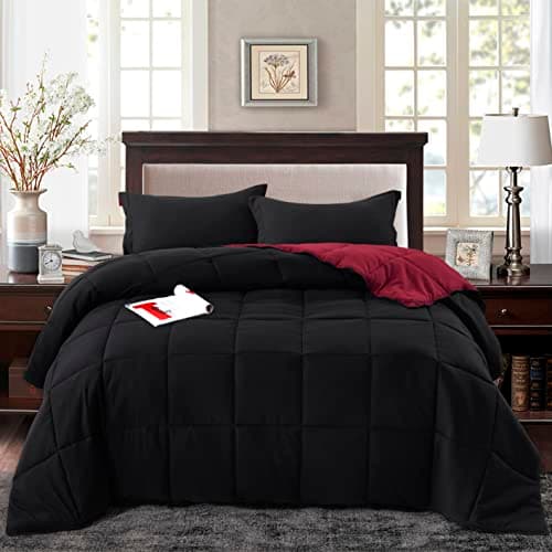 King Size Blue Down Alternative Comforter Set - Reversible Chic Quilt Design