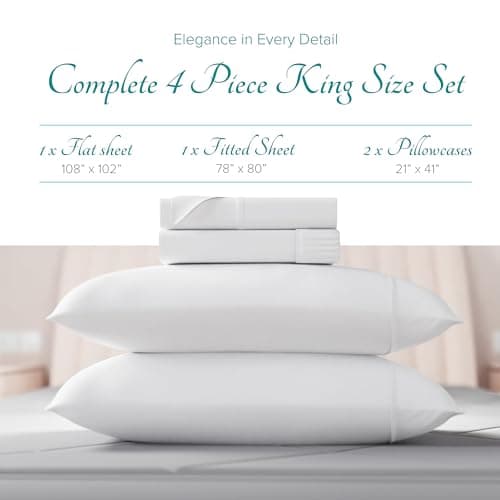 Carressa Linen Egyptian Cotton King Sheets, 800 Thread Count, Sateen Weave