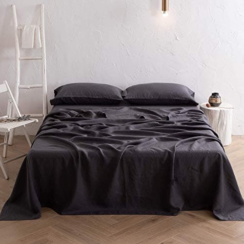 ATLINIA Stone Washed 100% Pure Flax Linen Queen Bedding Sheets Set