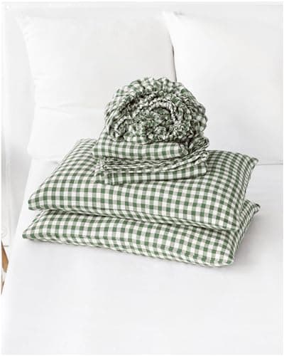 100% European Flax Linen King Bed Sheets, Breathable Cooling for Hot Sleepers