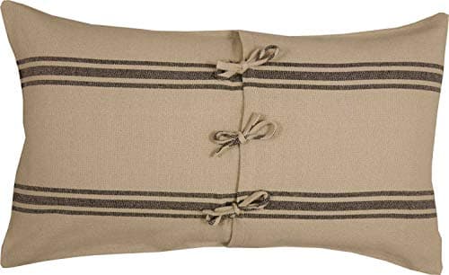 Mill House Beige & Black King Size Stripe Sham, Farmhouse Primitive Grain Sack Woven