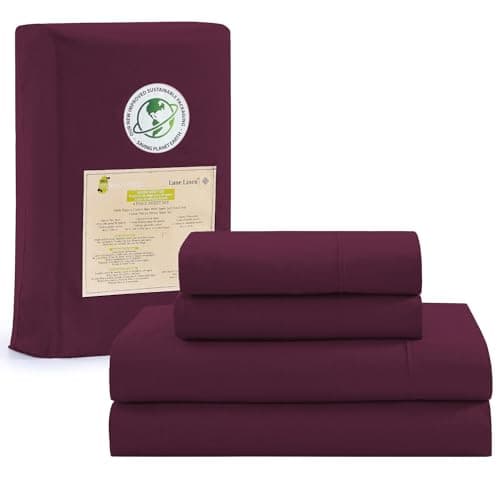 100% Organic Cotton Linen Full-Sheets Set 4-Piece Pure Long Staple Percale Weave Soft Bedding Sheets for Bed