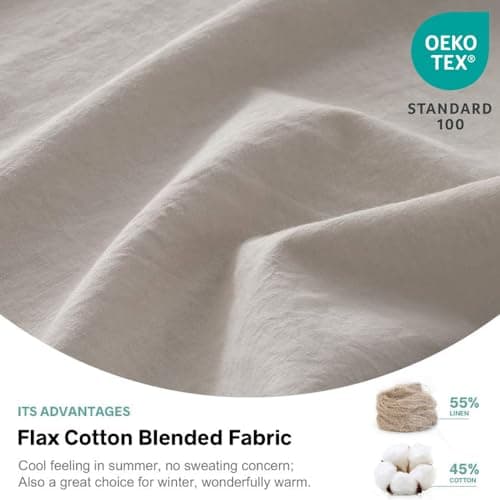 Simple&Opulence Belgian Linen Sheet Set - 4 Pieces (King Size, Linen/Beige)