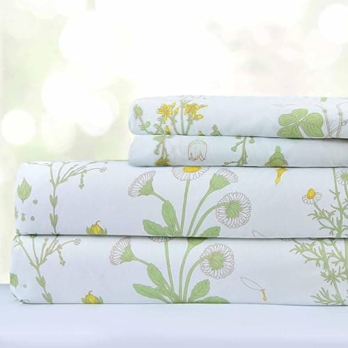 Nanko Floral Bedding Set Full Size 4 Pieces - Soft Microfiber, Aesthetic Chic Farmhouse Decor