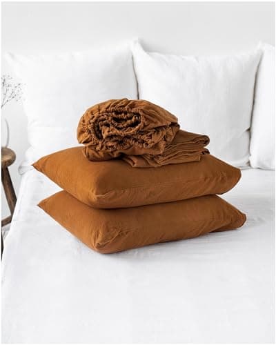 100% European Flax Linen King Bed Sheets, Breathable Cooling for Hot Sleepers