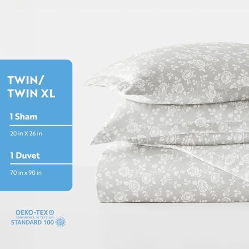 Linen Market Queen Duvet Cover & Shams - Light Gray, Hotel-Like Comfort