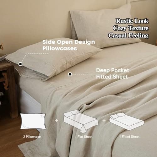 Simple&Opulence 100% Linen 4-Piece Sheet Set - Full Size