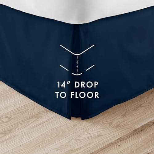 Cal King Navy Bed Skirt - Ultra Soft Microfiber - Easy Fit - Hotel Quality - Shrinkage & Fade Resistant