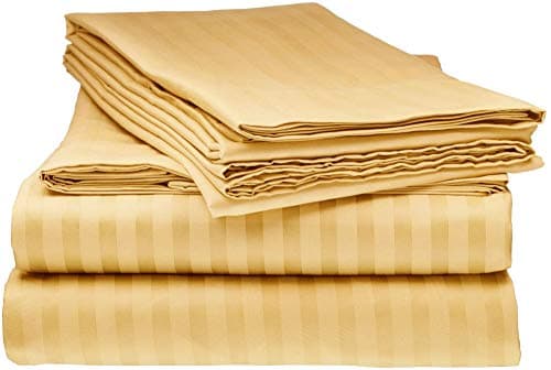 Soft 100% Natural Cotton 550-TC Full Size Sheets (Stripe, Light Blue)
