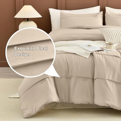 Queen Comforter Set, Pinch Pleat Linen Like Textile, Ultra Soft