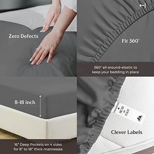 Mayfair Linen 100% Egyptian Cotton 1000 Thread Count Cal King Sheets - Dark Grey