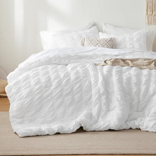 Bedsure Queen Size Bed in a Bag Plaid Seersucker Comforter Sets