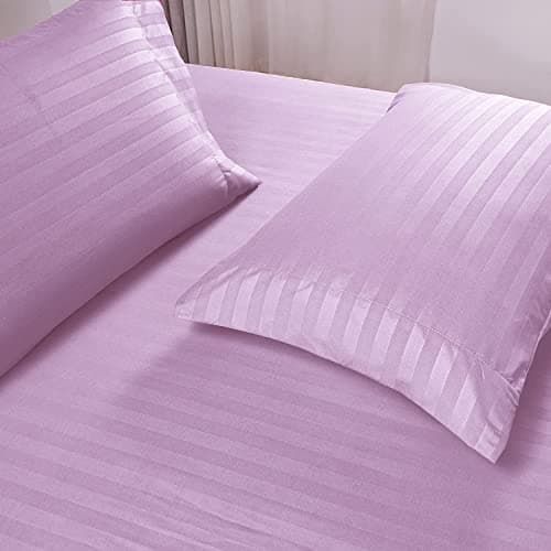 Lavender Stripe 100% Organic Cotton Bed Sheets & Pillowcases, Full-XL 6-Piece Set