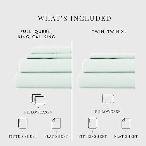 Soft and Cooling Twin Size Bed Sheets - Mint Color - Deep Pocket - 3 Piece Set