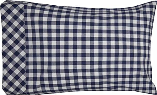 Piper Classics Vintage Blue Check Shams, Set of Two, 21" W x 27" L