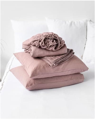 100% European Flax Linen King Bed Sheets, Breathable Cooling for Hot Sleepers