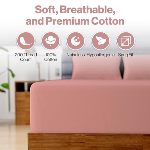 Superity Linen Fitted Sheet - 100% Cotton California King - Soft & Comfortable 200 Thread Count