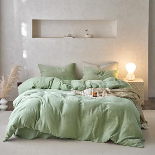 VM VOUGEMARKET Queen Blue Striped Duvet Cover & Pillowcases Set
