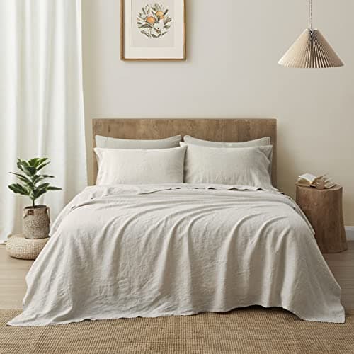 100% French Linen Sheets Set - Full Size Organic Flax Bedding